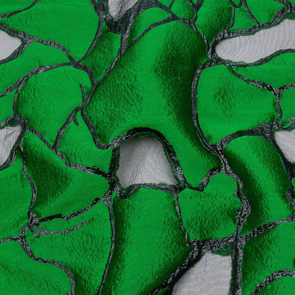 Metallic Black and Green Abstract Luxury Burnout Brocade - Joann Fabrics