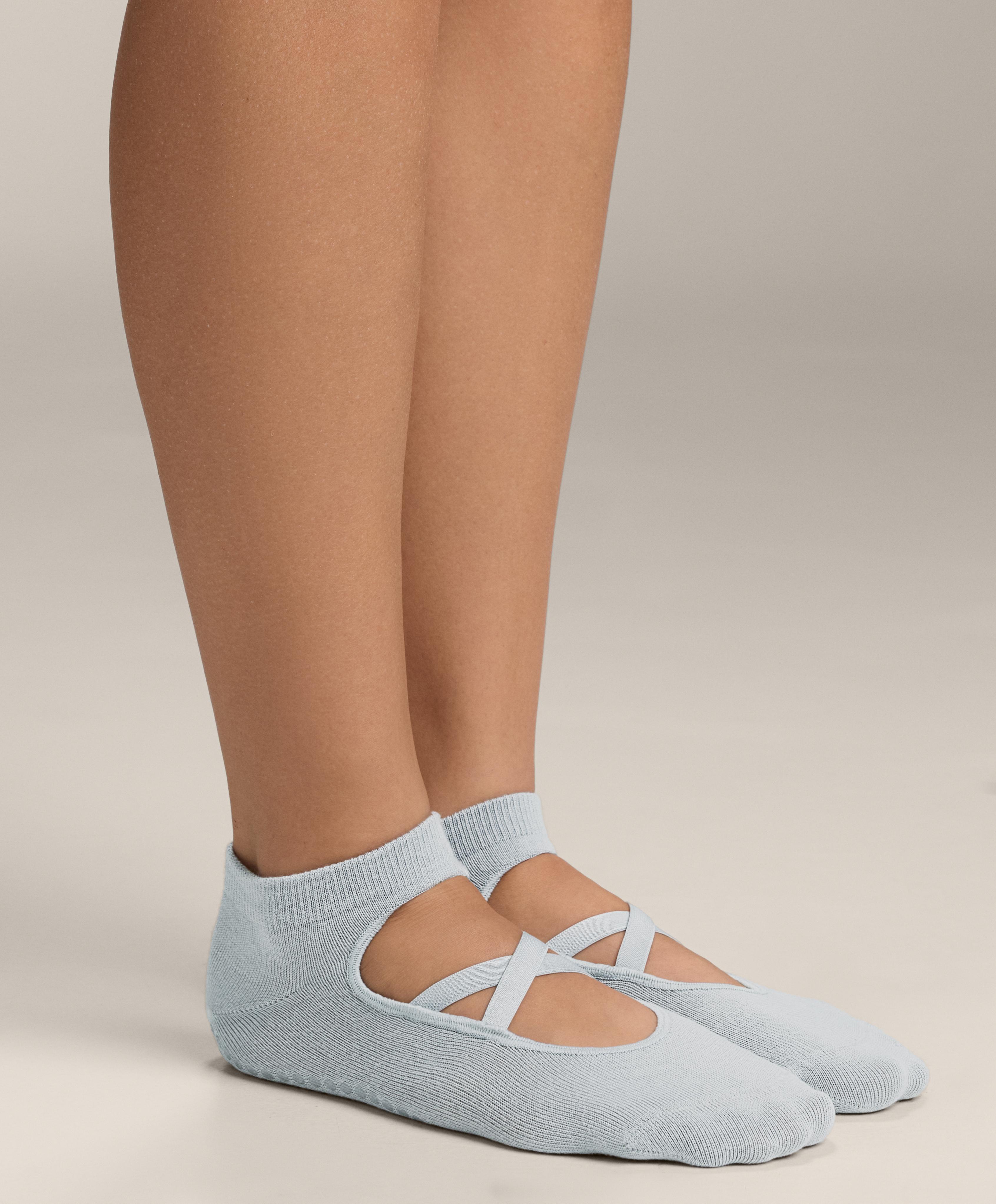 2 pairs of cotton blend yoga and Pilates socks with crossover straps