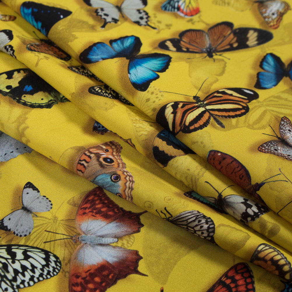 Sunshine Yellow Butterfly Printed Organic Viscose Batiste - Joann Fabrics