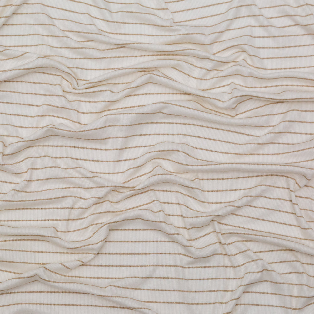 White and Metallic Gold Striped Rib Knit - Joann Fabrics