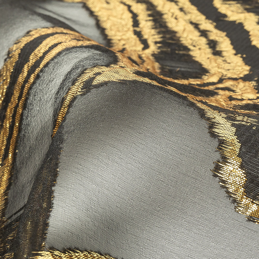 Mood Exclusive Metallic Gold and Black Mineral Veins Luxury Burnout Brocade - Joann Fabrics
