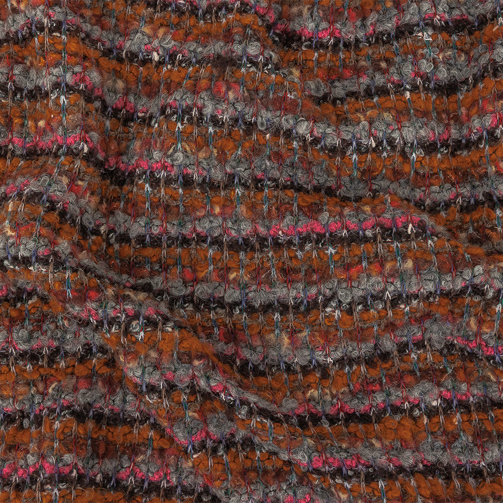 Italian Pumpkin, Drizzle, and Fandango Pink Striped Wool Boucle Knit - Joann Fabrics