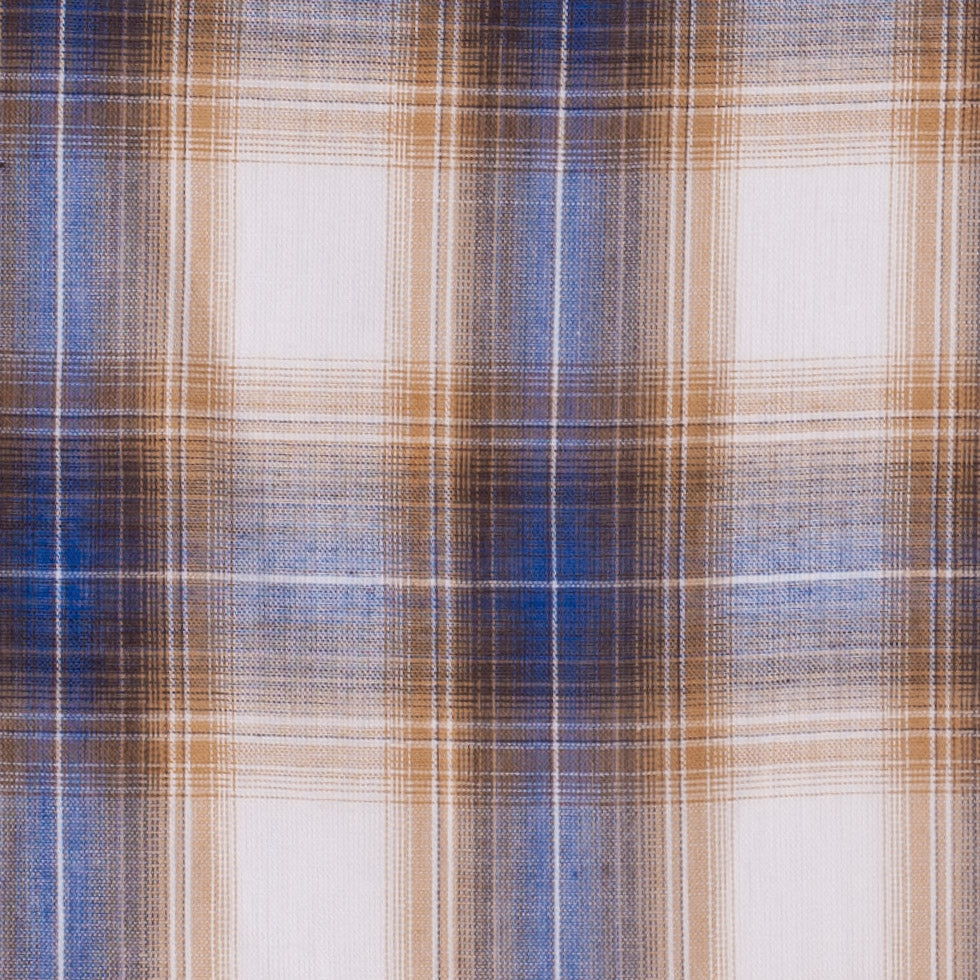 Famous NYC Designer Blue/Gold Plaid Cotton Voile - Joann Fabrics