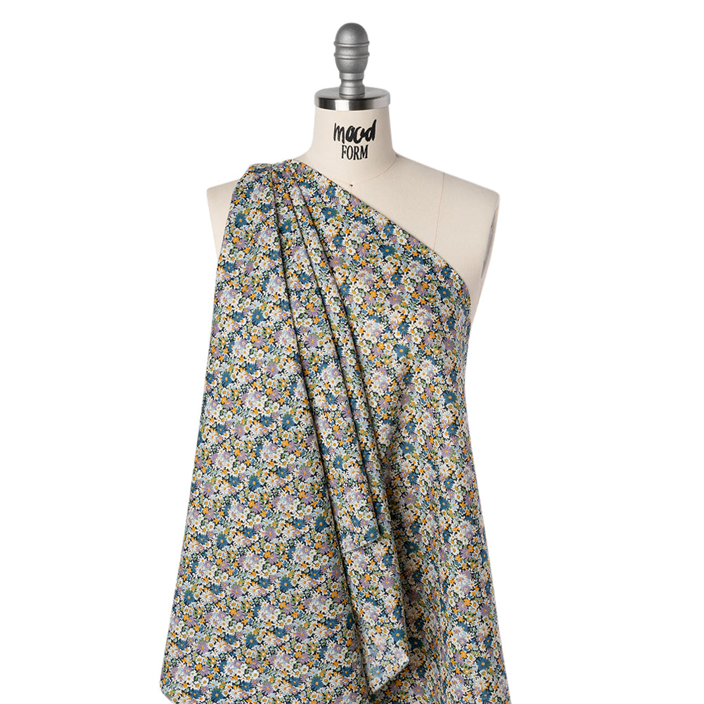 Liberty Fabrics Tana Lawn® - Libby Purple - Lavender, Blue and Yellow Field of Daisies - Joann Fabrics