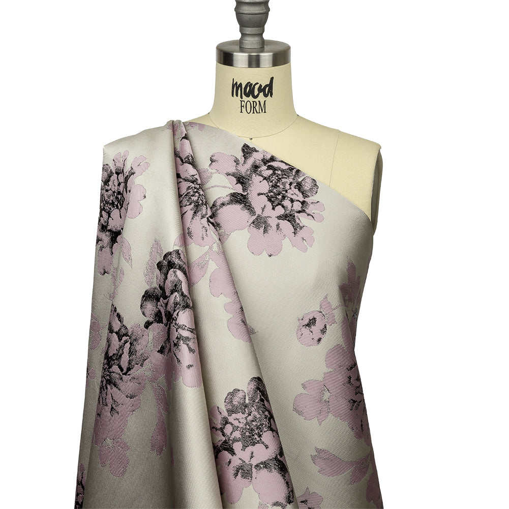 Metallic Black, Orchid and Pale Gray Floral Luxury Brocade - Joann Fabrics