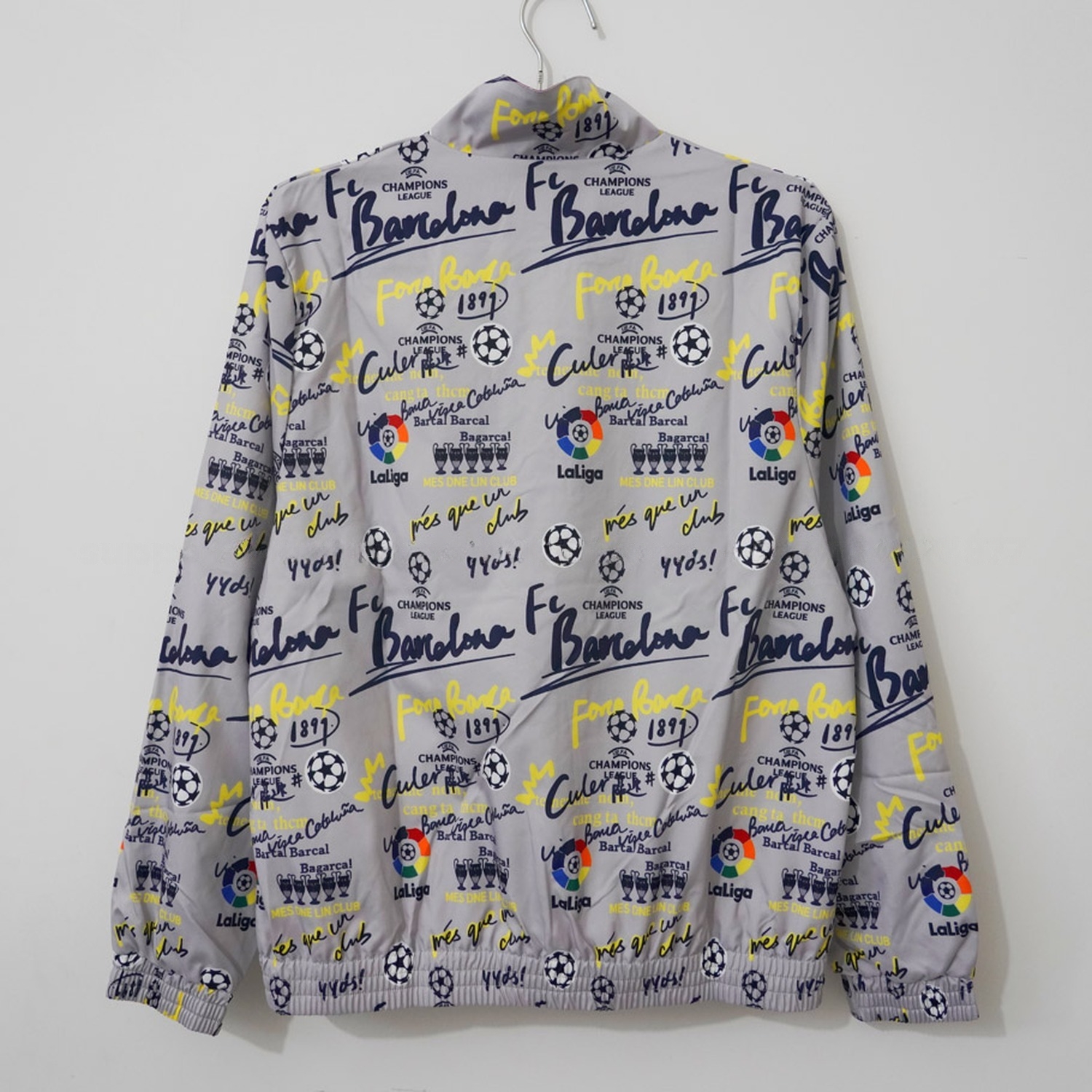 Barcelona 26-27 Barca Fonts Windbreaker Jacket - Grey - UnitedFutballJersey