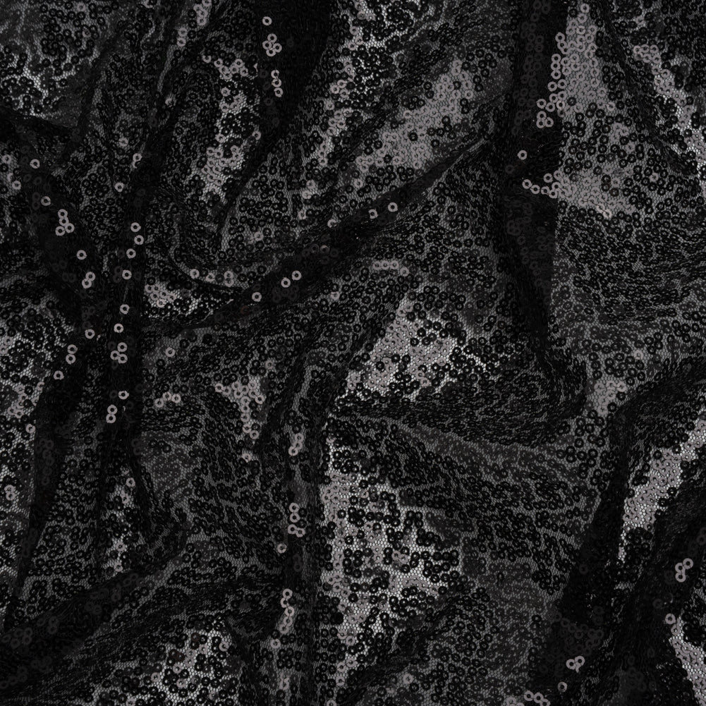 Sequined Polyester Tulle - Black Abstract - Designer Deadstock - Joann Fabrics