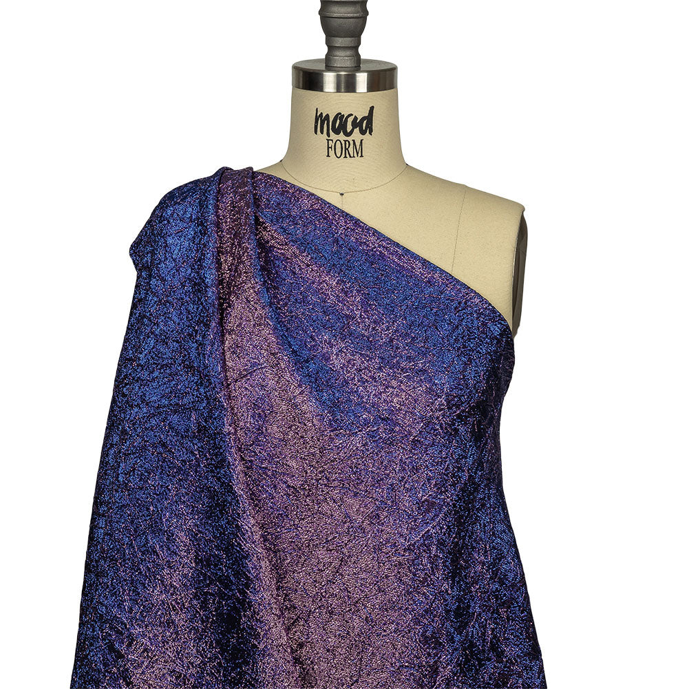 Astrolabe Metallic Lilac and Royal Blue Crinkled Luxury Brocade with Black Backing - Joann Fabrics