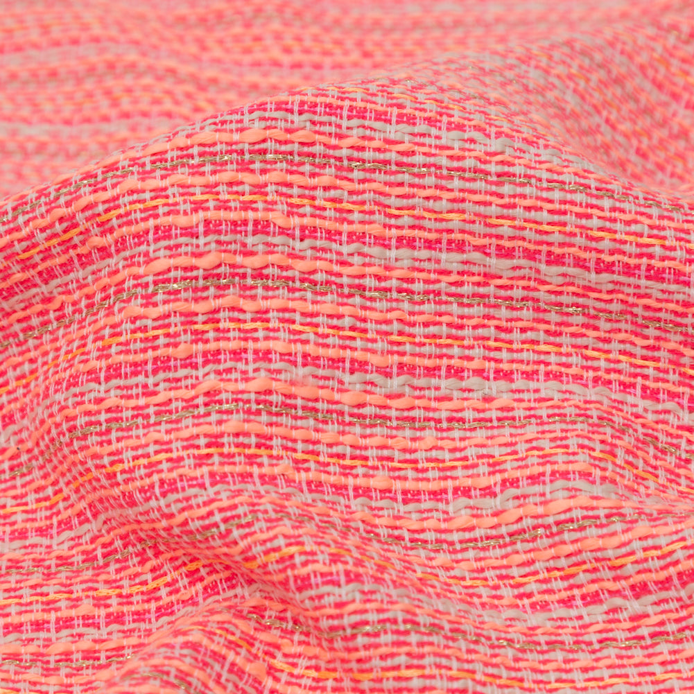 Neon Pink and White Tweed with Metallic Gold Threads - Joann Fabrics
