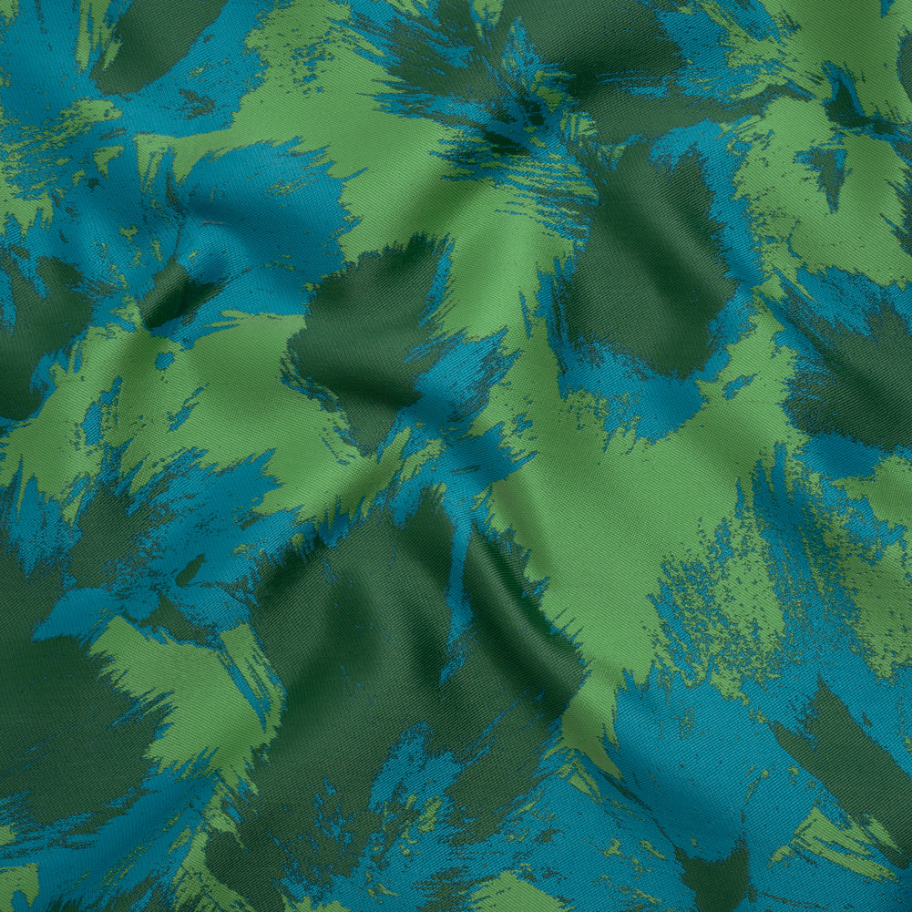 Luxury Polyester Brocade - Cerulean Blue, Summer Green, and Forest Abstract Brushstrokes - Joann Fabrics