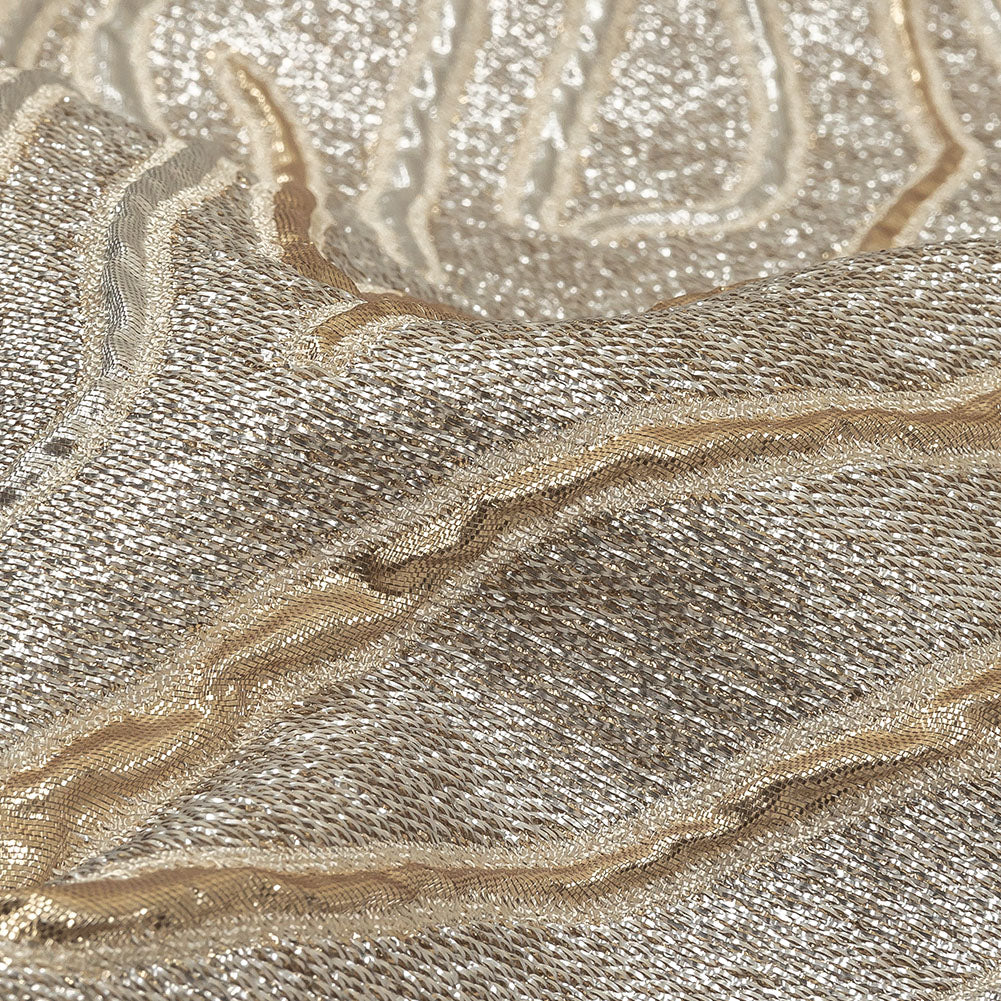Metallic Silver, Gold and Beige Contour Lines Luxury Brocade - Joann Fabrics