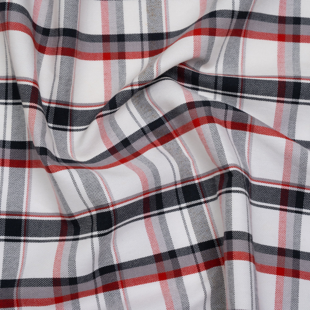 Cotton Woven - Midnight Blue, Red and White Plaid - Deadstock - Joann Fabrics