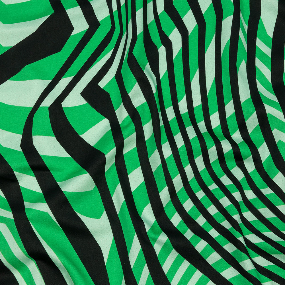 Stretch Cotton Sateen - Green Abstract Lines - Soundwave Strut Print - Mood Exclusive Groove Collection - Joann Fabrics