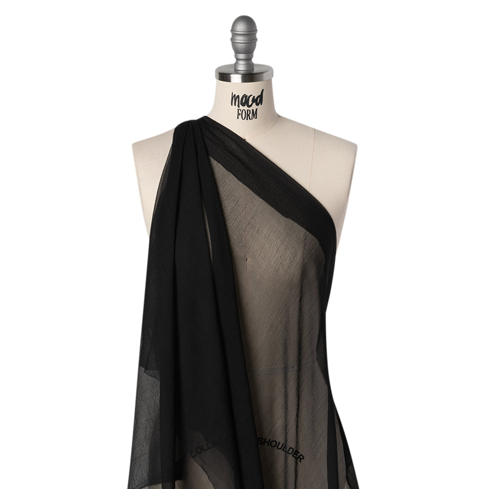 Crinkled Silk Georgette - Black - Famous Australian Designer Deadstock - Joann Fabrics