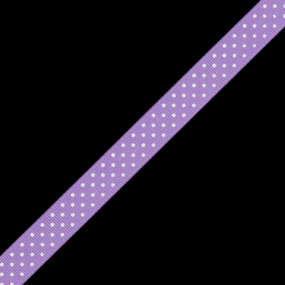 Orchid Grosgrain Ribbon with White Polka Dots - 0.625