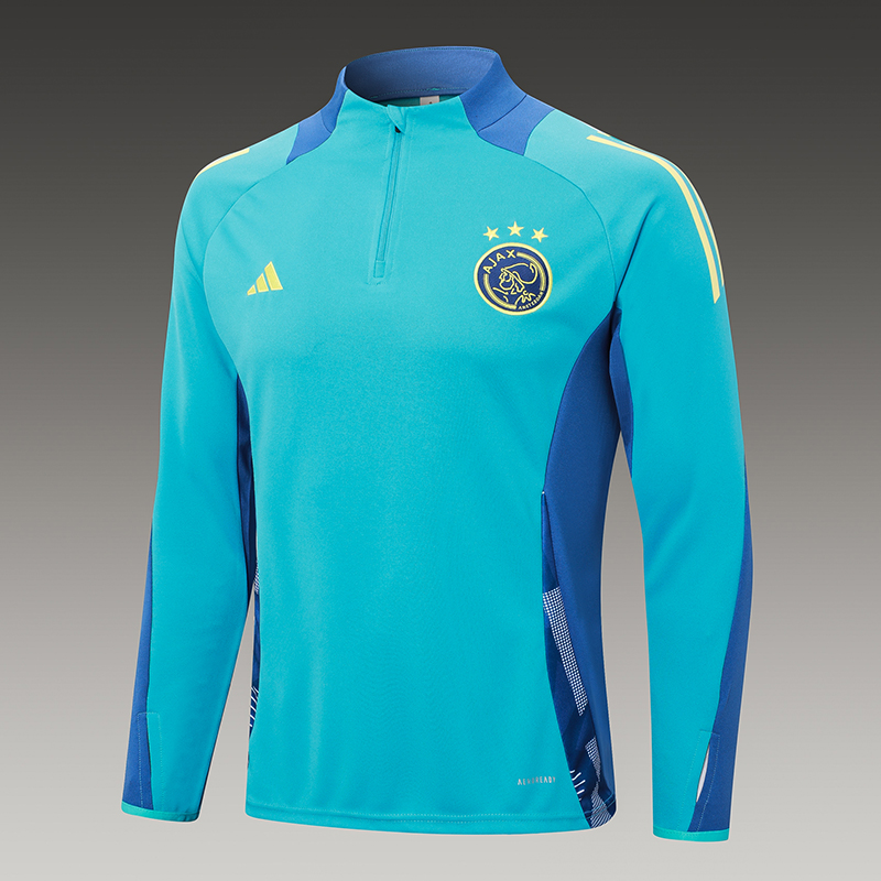 2024/2025 Ajax Half-Pull Training Suit Baby Blue Football Shirt 1:1 Thai Quality Set