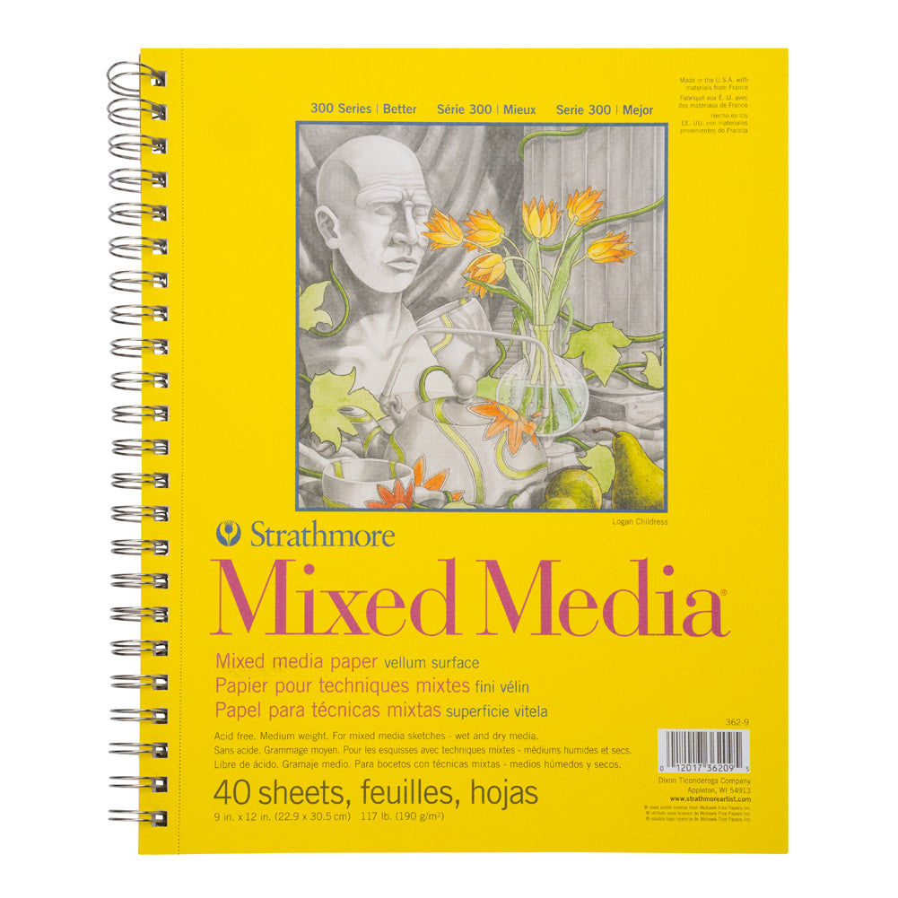 Strathmore 300 Series Mixed Media Spiral Pad, Micro Perforated - 40 Sheets, 117lb - 9