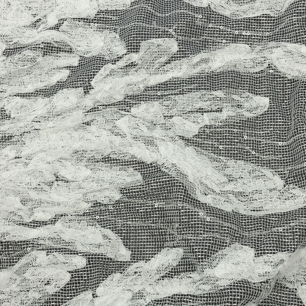 Metallic Silver Mesh with White Leafy VIne 3D Lace Applique - Joann Fabrics