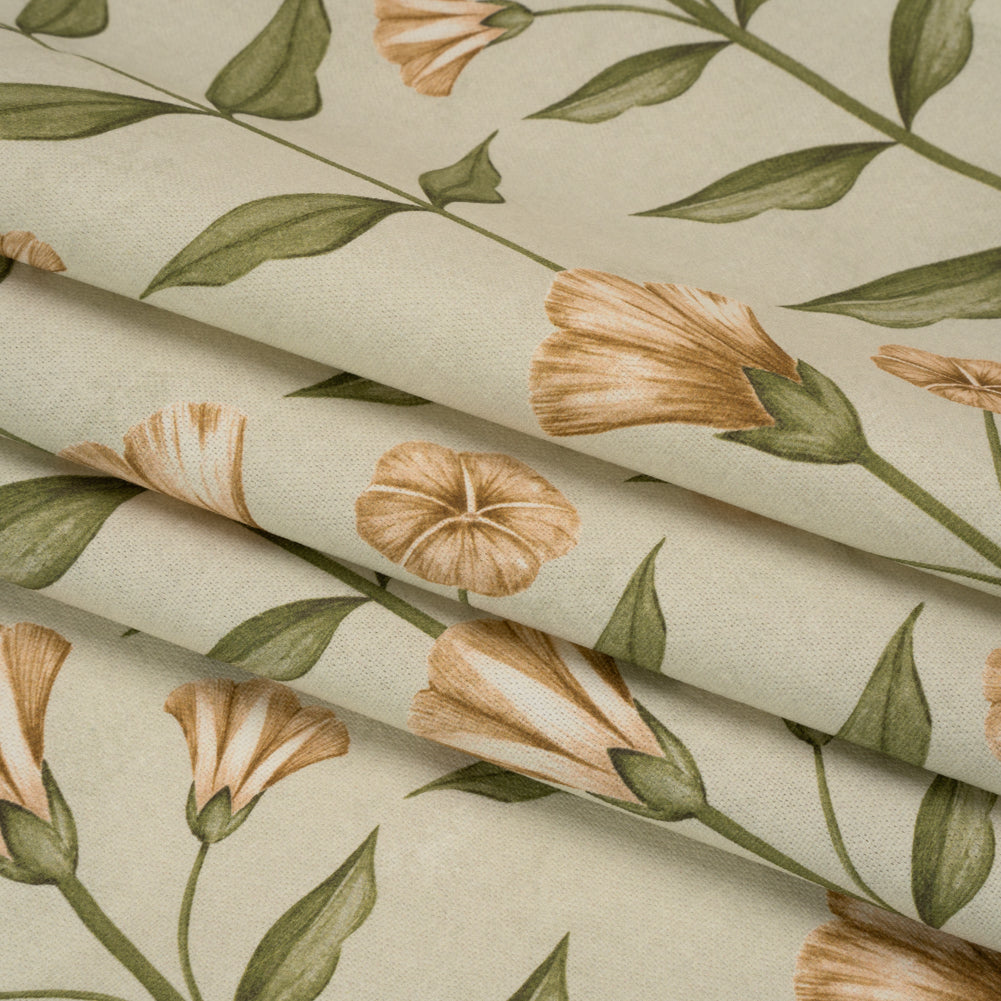 Printed Cotton Canvas - Ochre Balanced Flower Stems - British Imported - Joann Fabrics