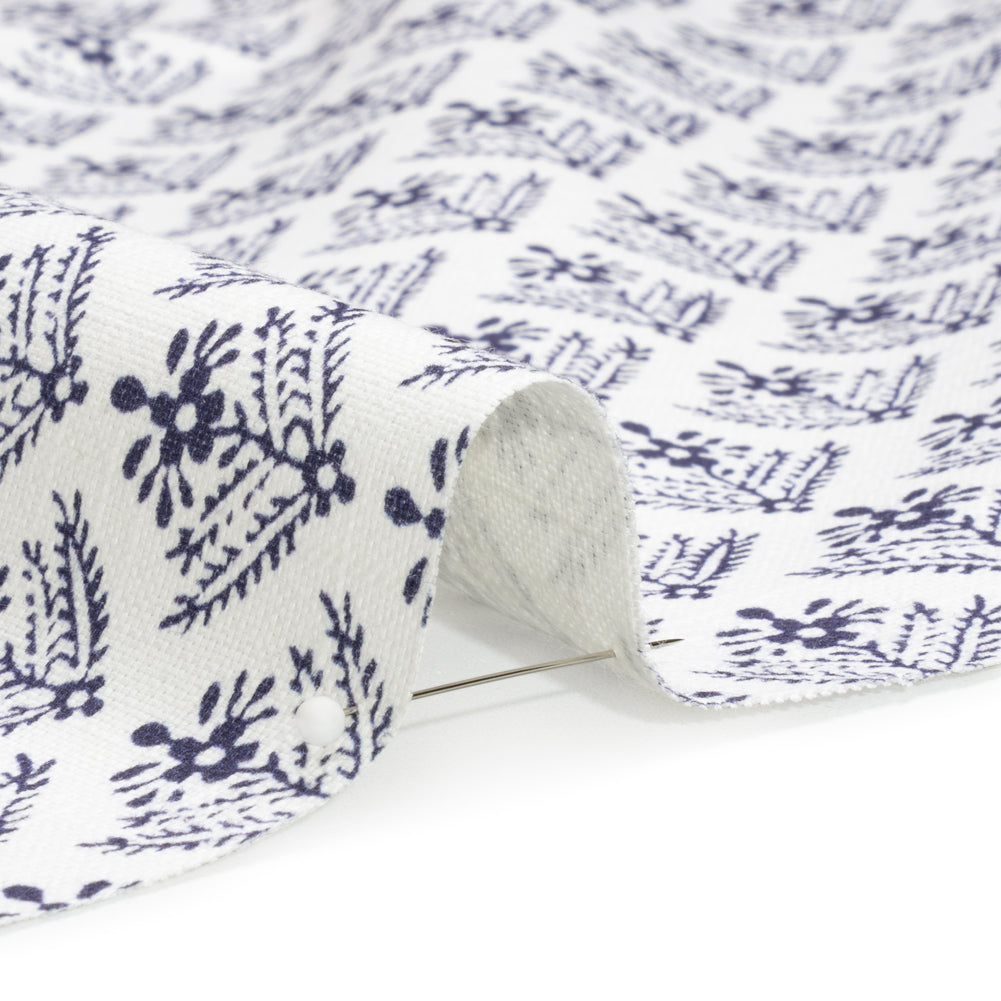 Cotton Canvas Print - French Navy Flowering Ferns - British Imported - Joann Fabrics