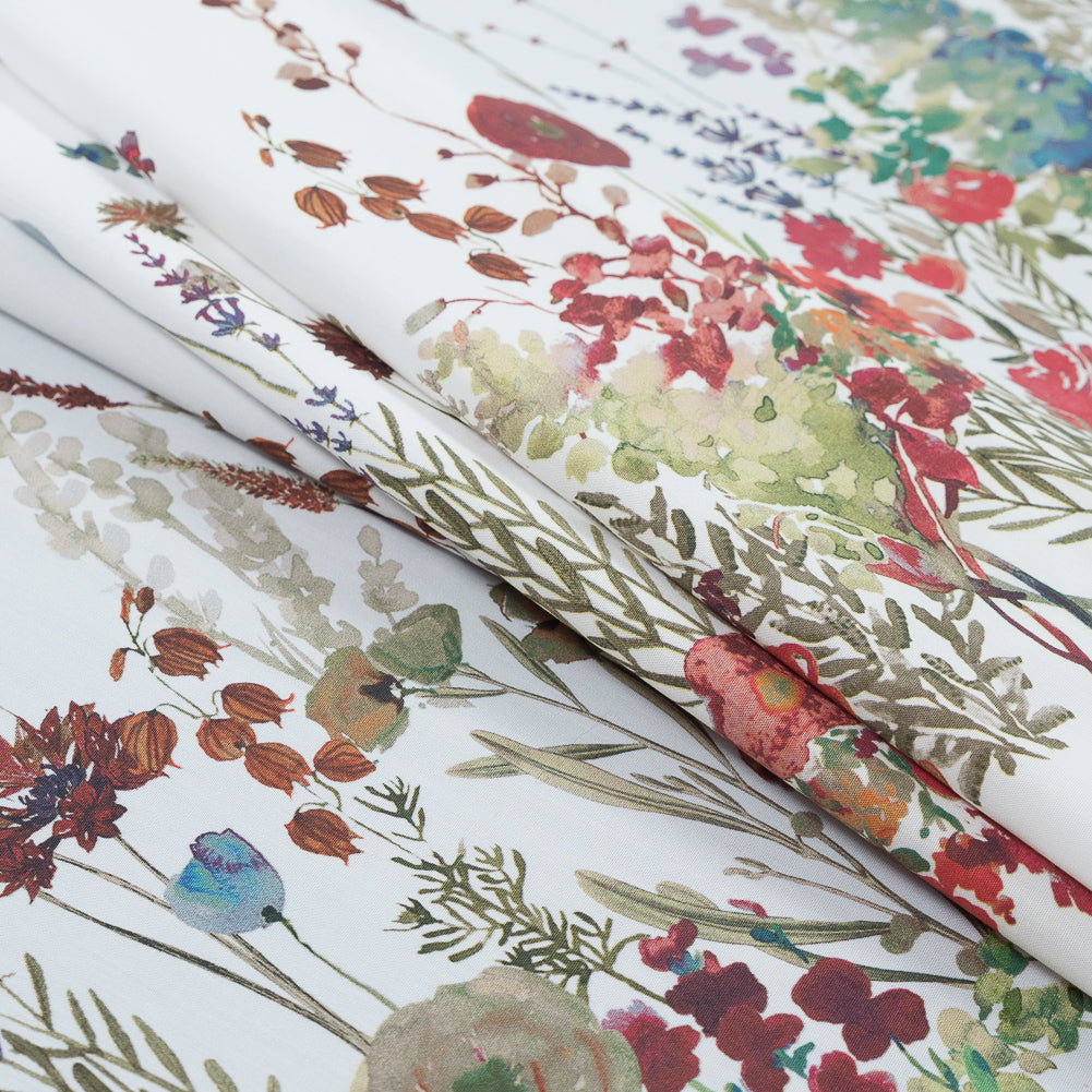 Cotton Poplin Panel - White Floral Band - Promenade au Pavot Print - Mood Exclusive Jacques Collection - Joann Fabrics