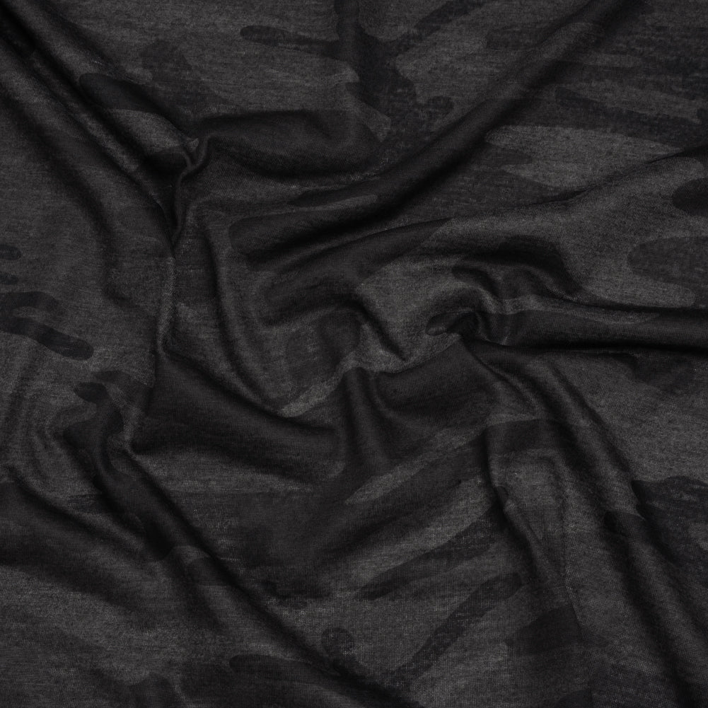 Lightweight Polyester Jersey Print - Black and Charcoal Subtle Camouflage - Deadstock - Joann Fabrics