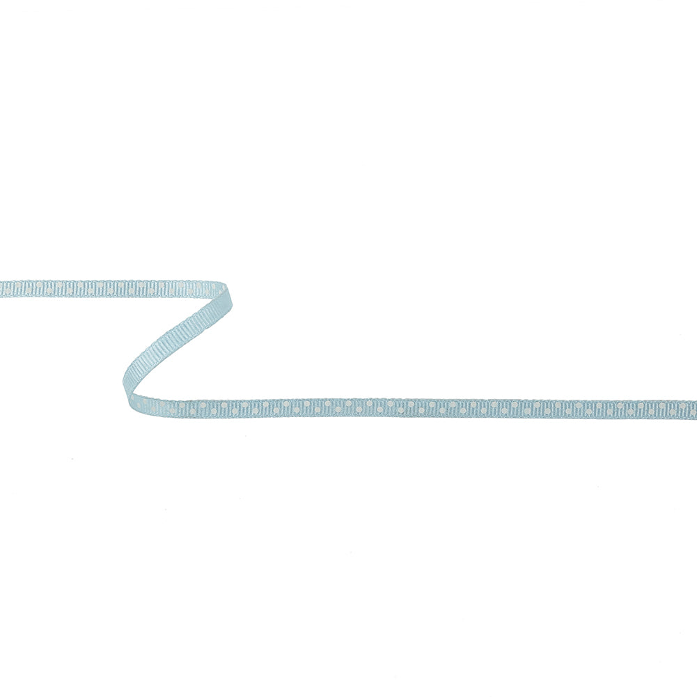Winter Sky and White Polka Dots Grosgrain Ribbon - 0.25