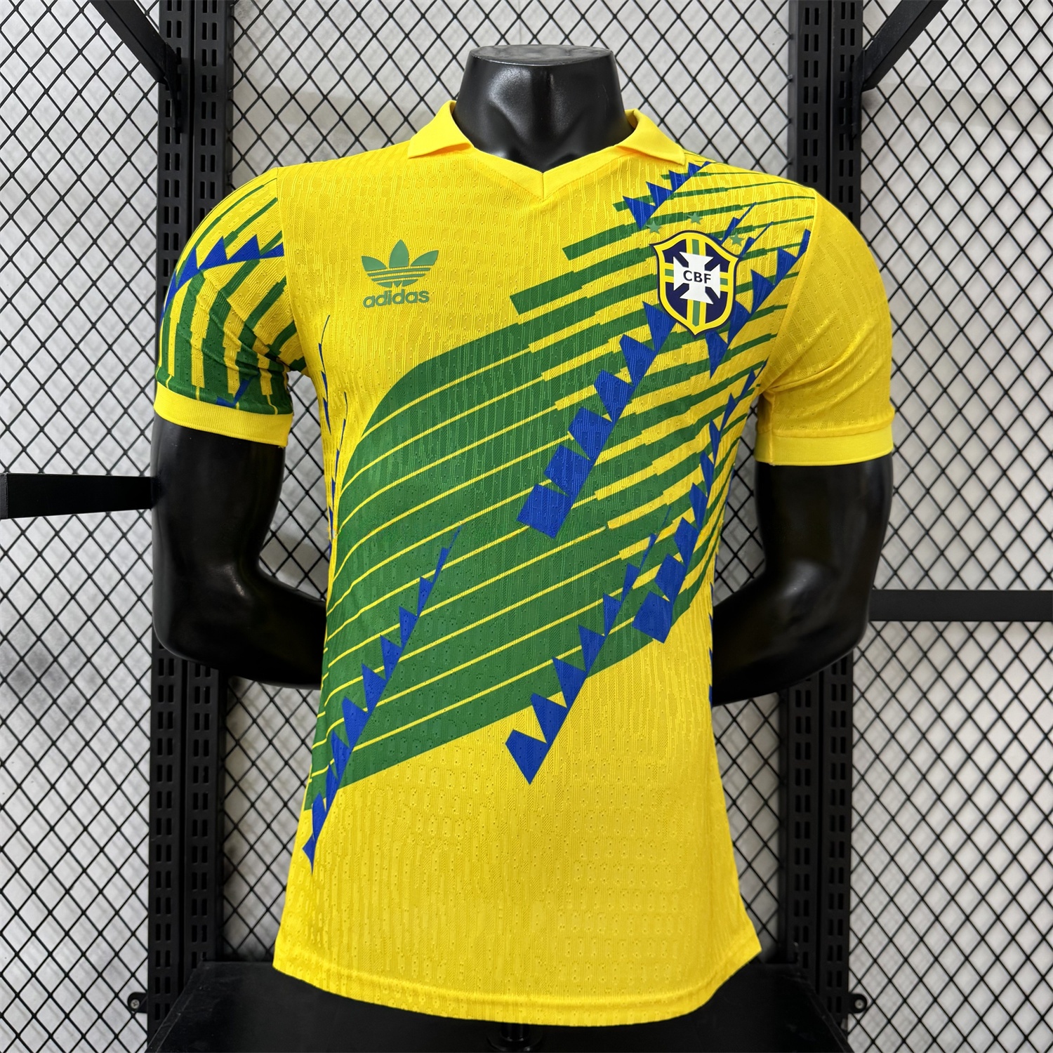 Brazil 2026 Blue-Green Stripes Yellow Special Jersey - Player Version - UnitedFutballJersey