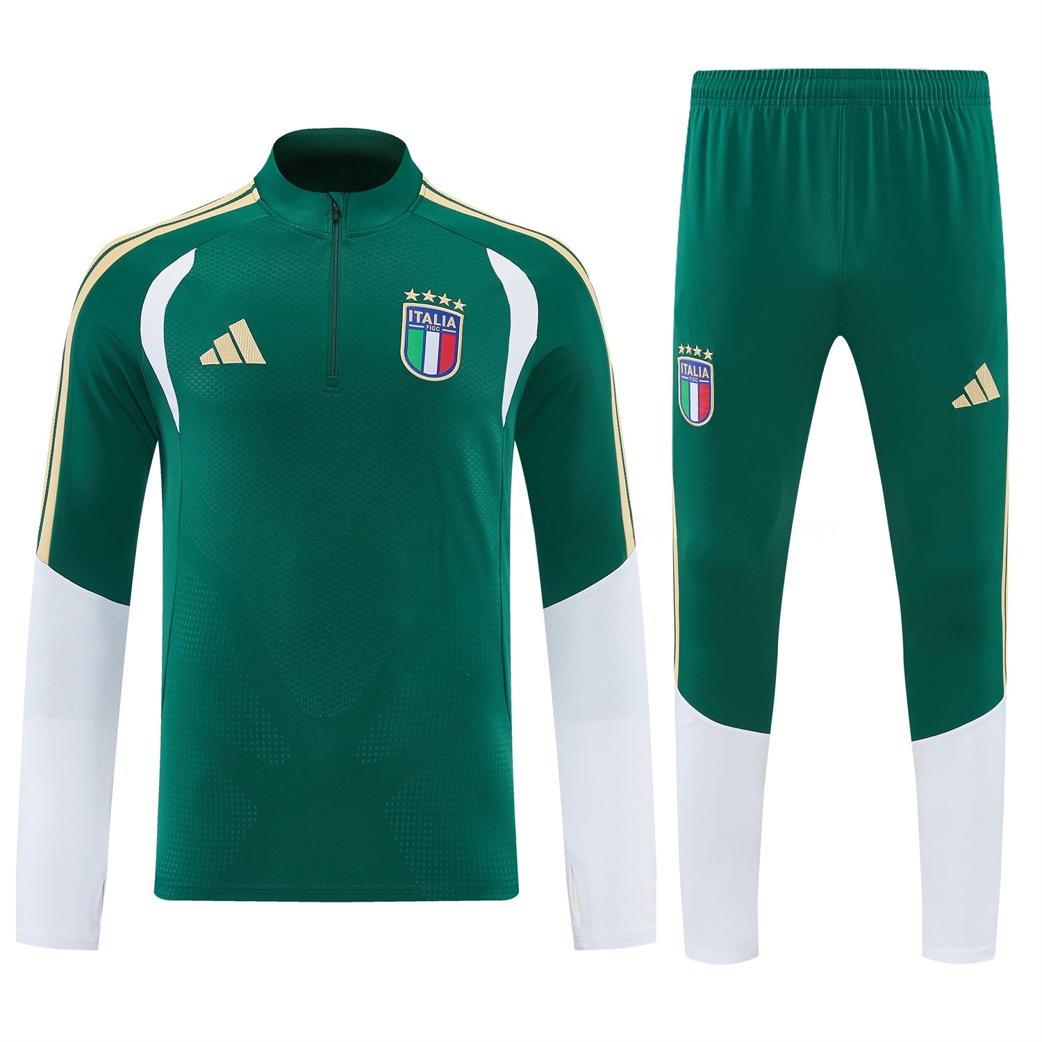 Italy 2026 Long Sleeve Training Set - Green With White Top & Pants - UnitedFutballJersey