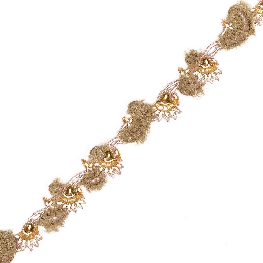 Rose Cache, Orange and Tan Floral Beaded Fringe Trim - Joann Fabrics