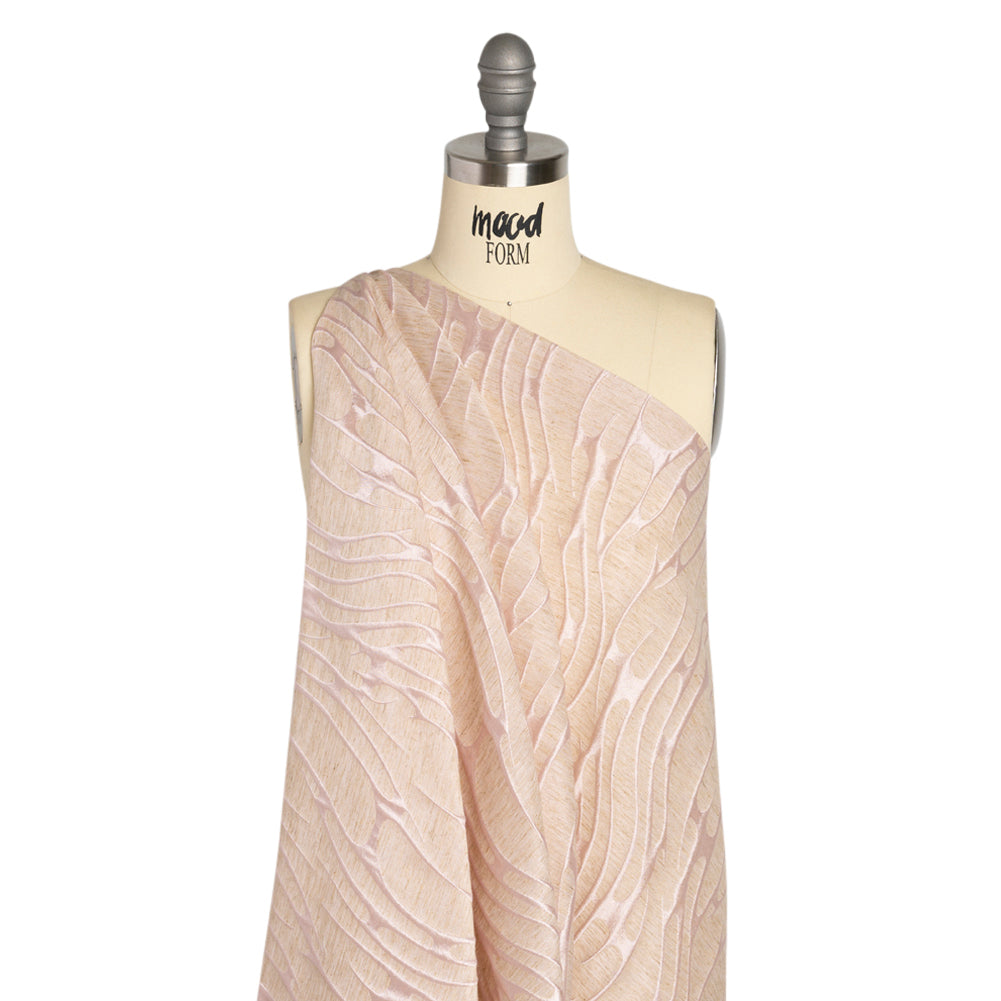 Luminous Pink and Heathered Beige Ripples Lightweight Polyester and Linen Brocade - Joann Fabrics