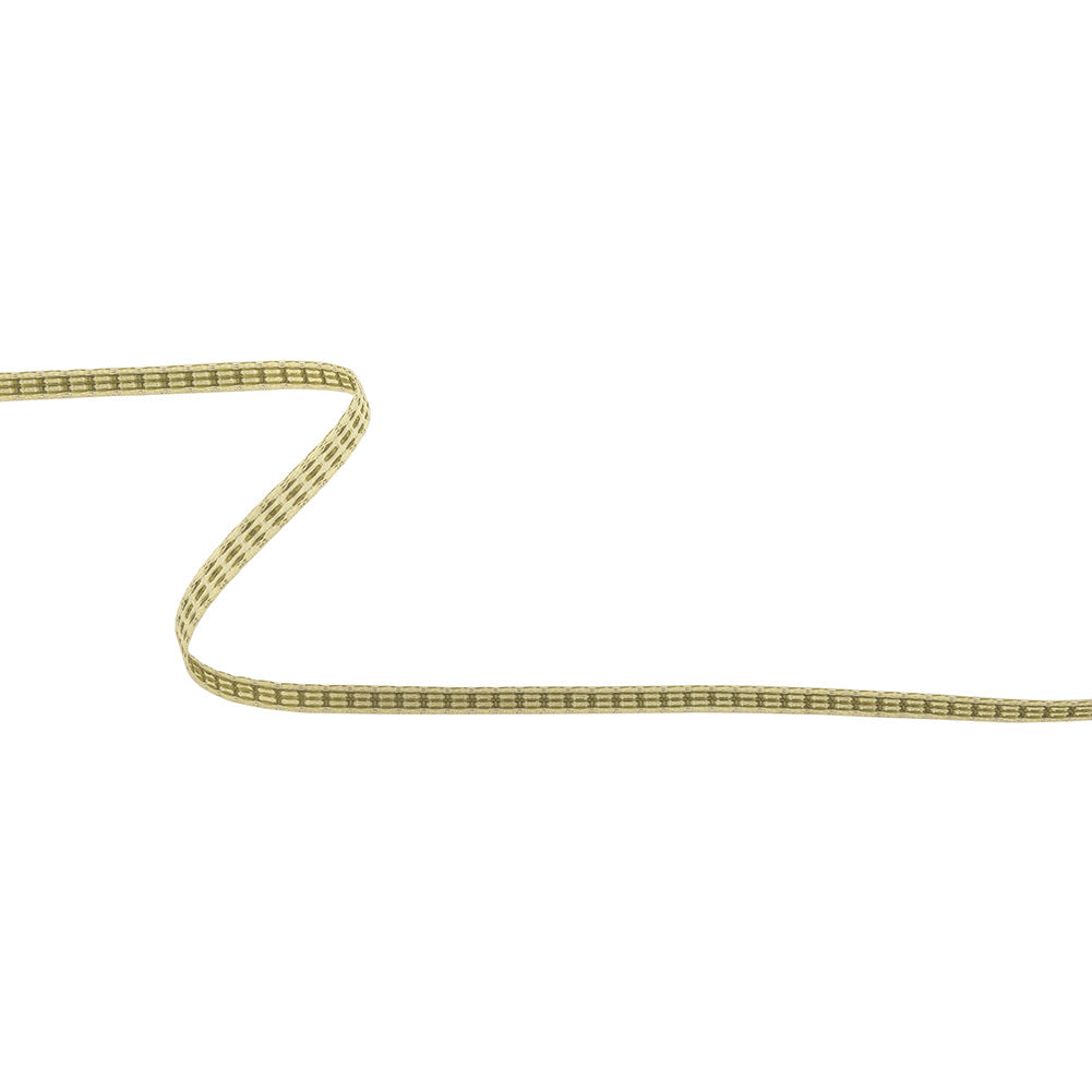 Moss Green and White Rectangles Jacquard Ribbon - 0.1875