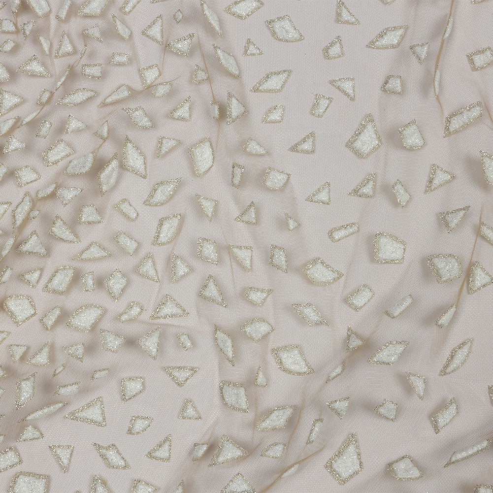 3D Puffy Glitter Tulle - Caramel and White Geometric Gradient - Joann Fabrics