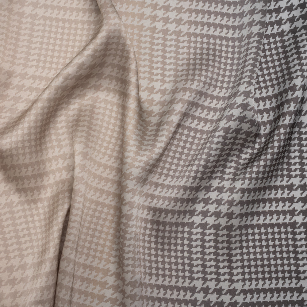Silk Charmeuse Print 16MM, Made in Italy - Beige, Gray and Black Glen Check Ombre - Joann Fabrics