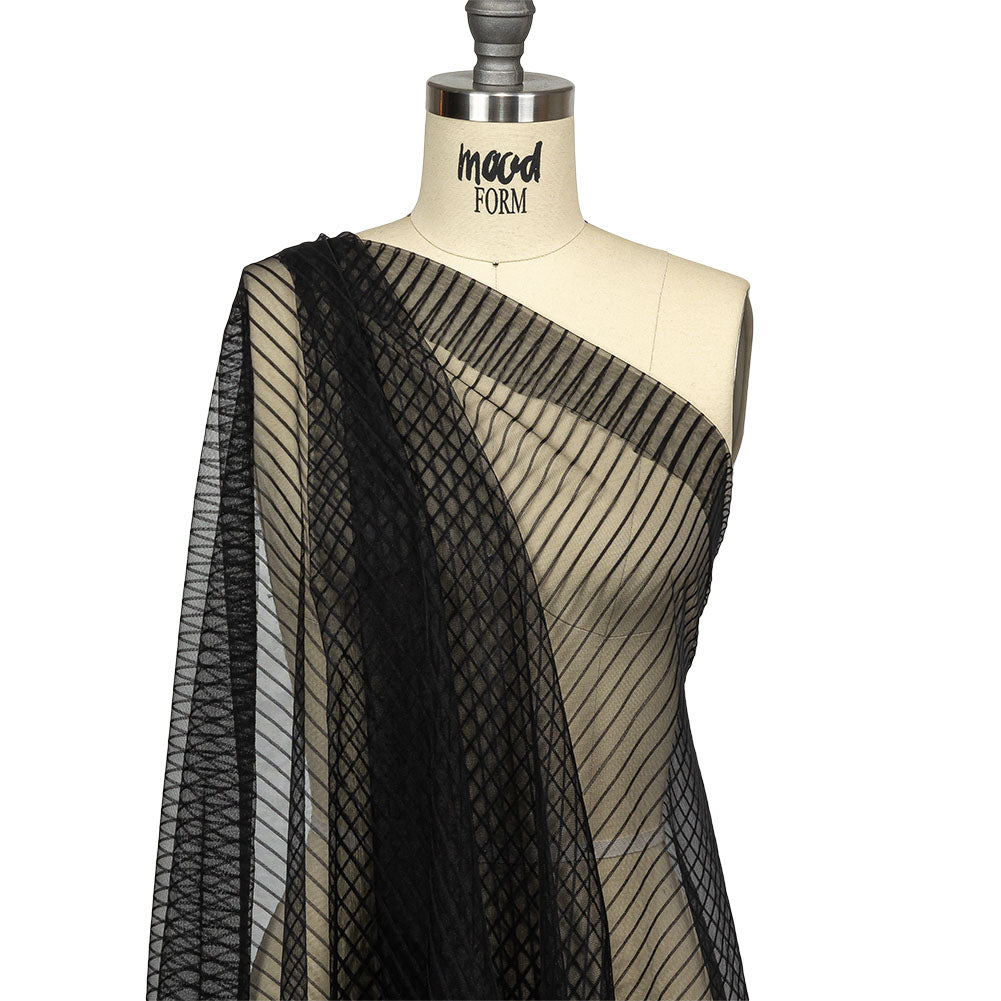 Embroidery Striped Tulle - Black - Elsinore Collection - Joann Fabrics