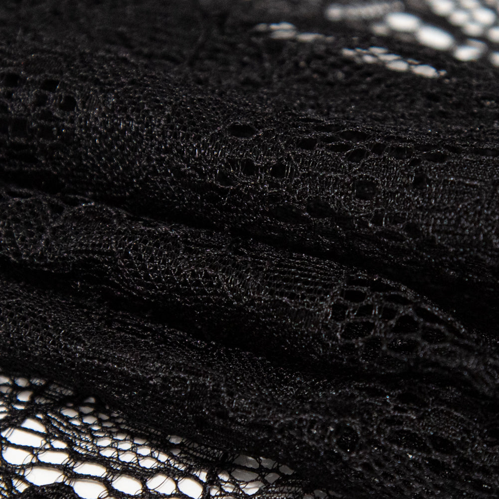 Jet Black Corded Floral Stretch Lace - Joann Fabrics