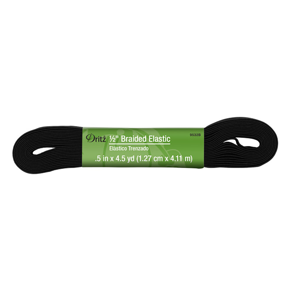 Dritz Braided Elastic - Black - 0.5