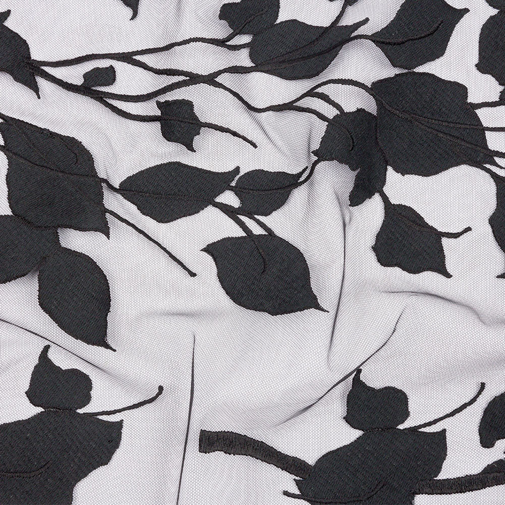 Embroidered Tulle Lace - Black Leafy Branches - Magnolia Collection - Joann Fabrics