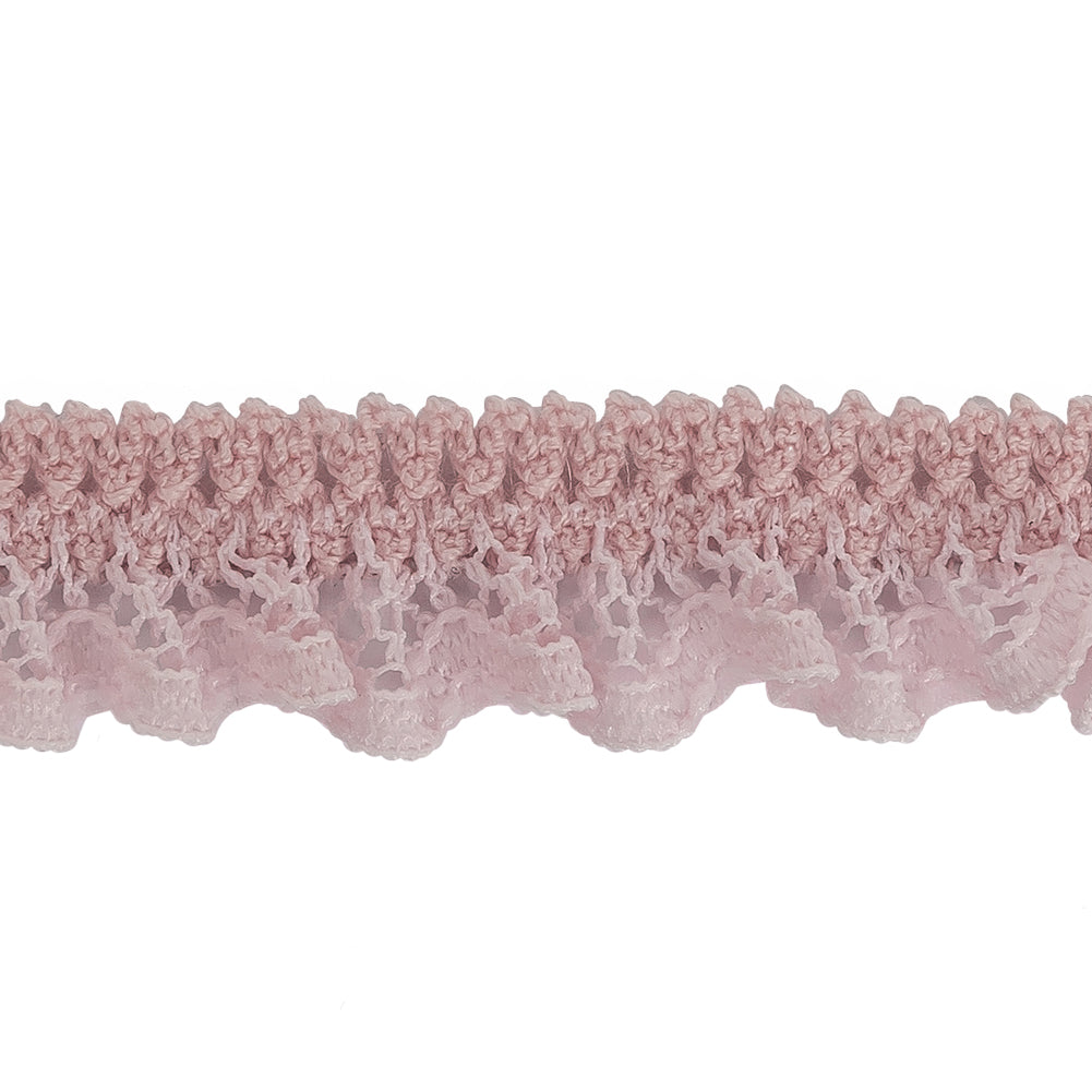 Primrose Pink Ruffled Stretch Lace Trimming - 0.625