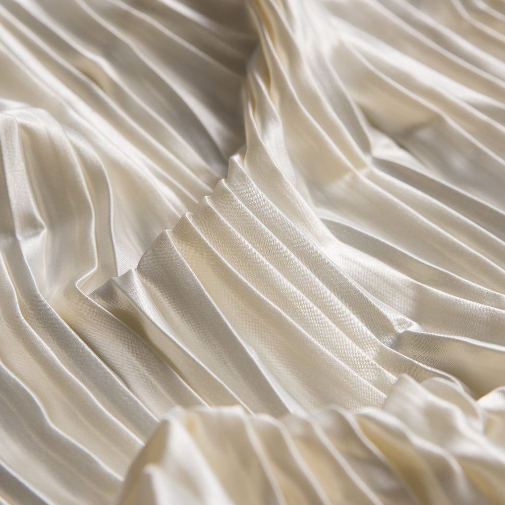 Pleated Stretch Satin - Cream - Andreas Collection - Joann Fabrics