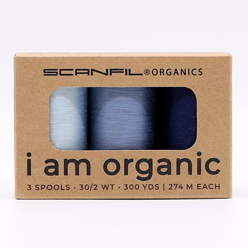 SCANFIL® 30wt Organic Pima Cotton Thread Trio Set - 3ct 300yd Spools - Denim Blues - Joann Fabrics