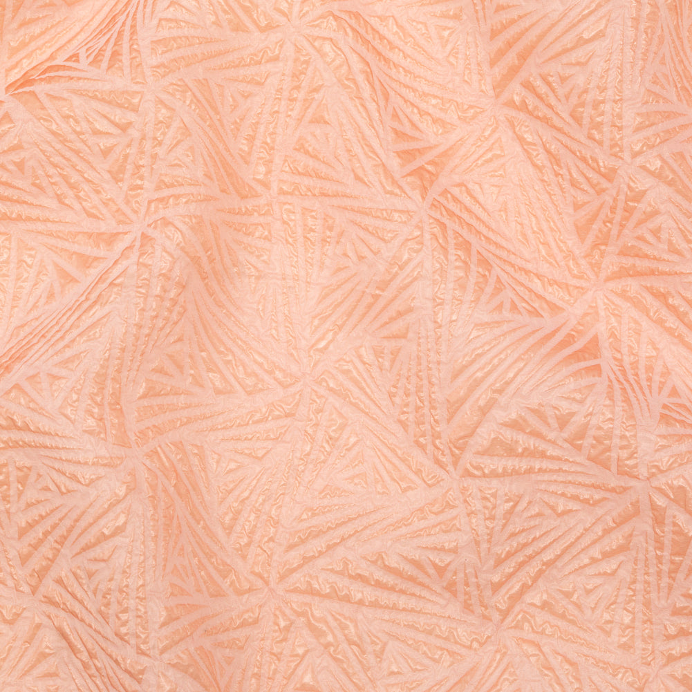 Luminous Coral Geometric Double-Layer Creped Organza Brocade - Joann Fabrics