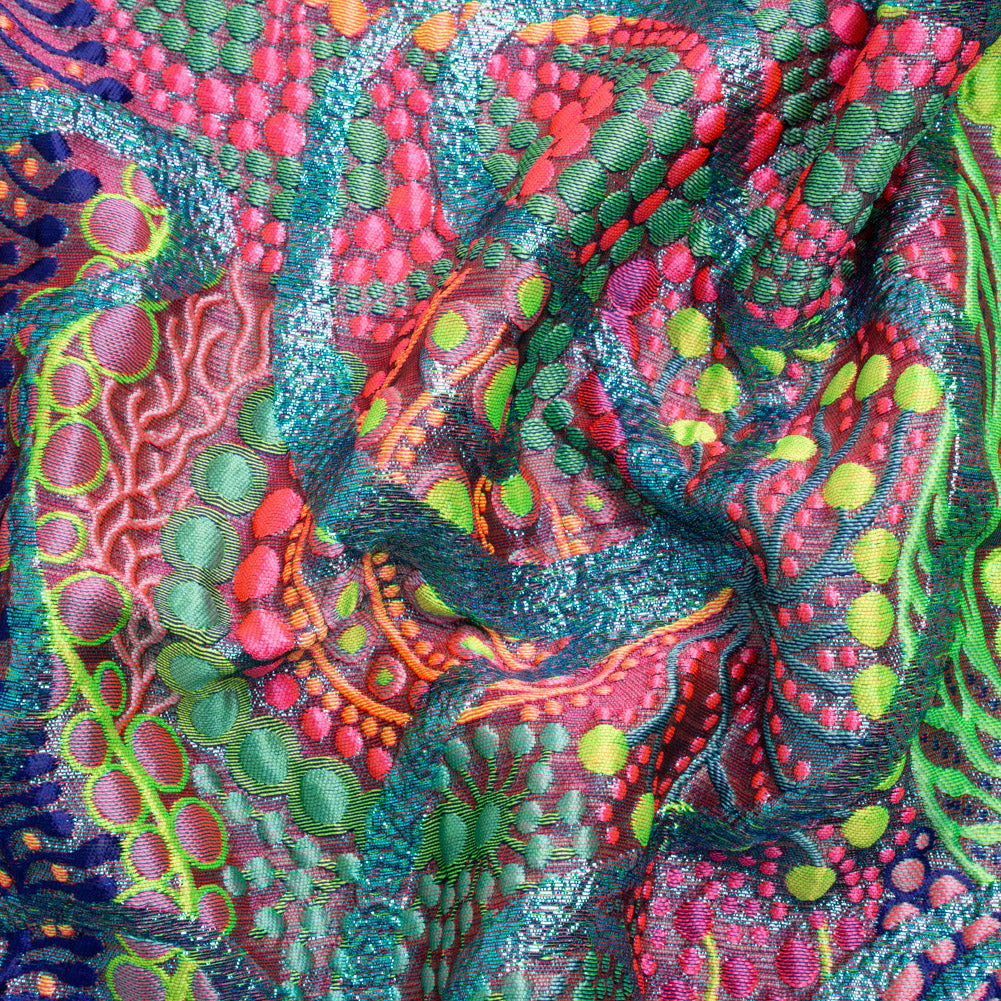 Metallic Blue, Pink and Green Organic Flow Luxury Brocade - Joann Fabrics