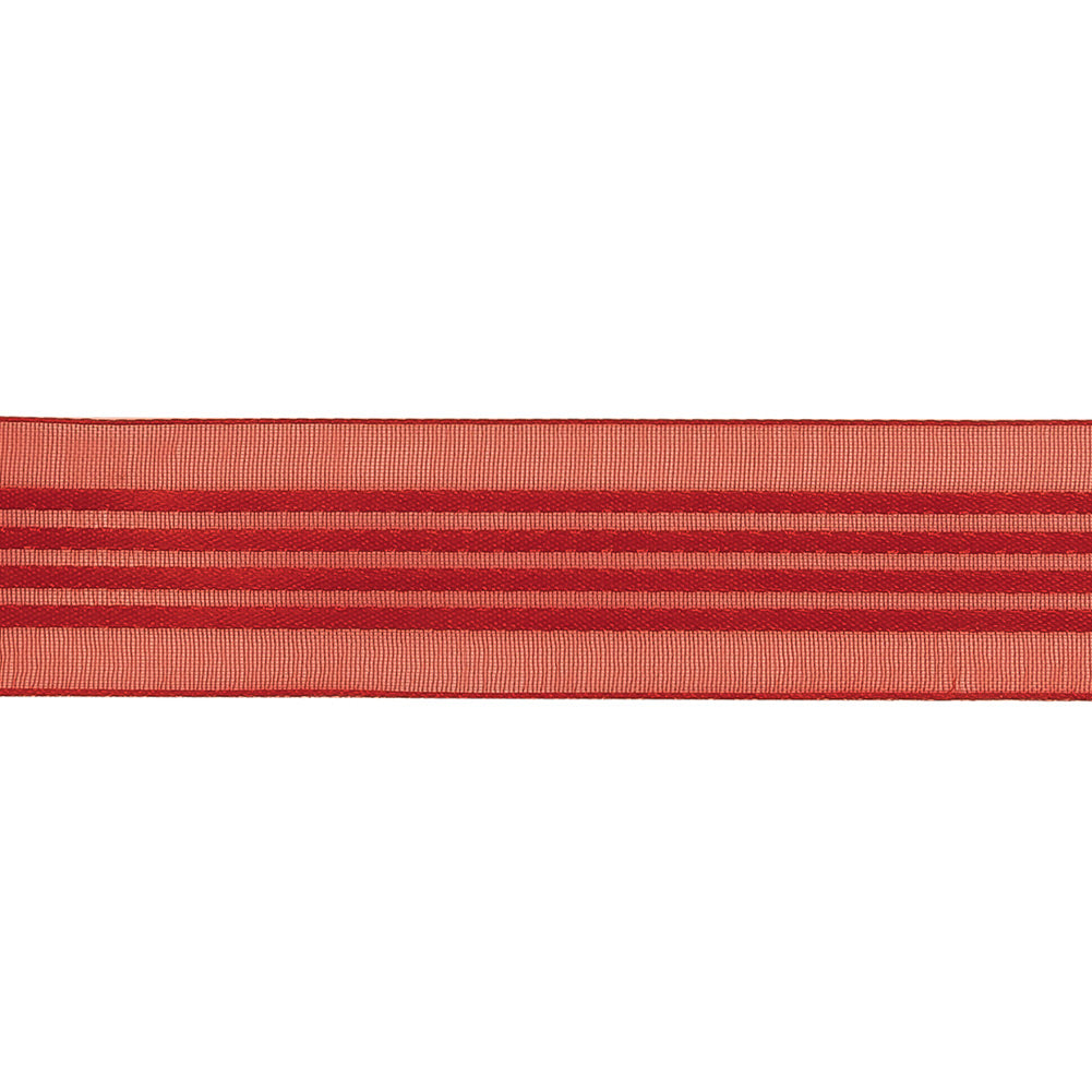 Aura Orange Sheer Ribbon with Satin Stripes - 0.875