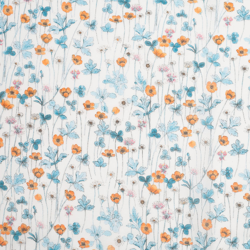 Liberty of London Josephines Garden Blue/Orange Silk-Cotton Voile - Joann Fabrics