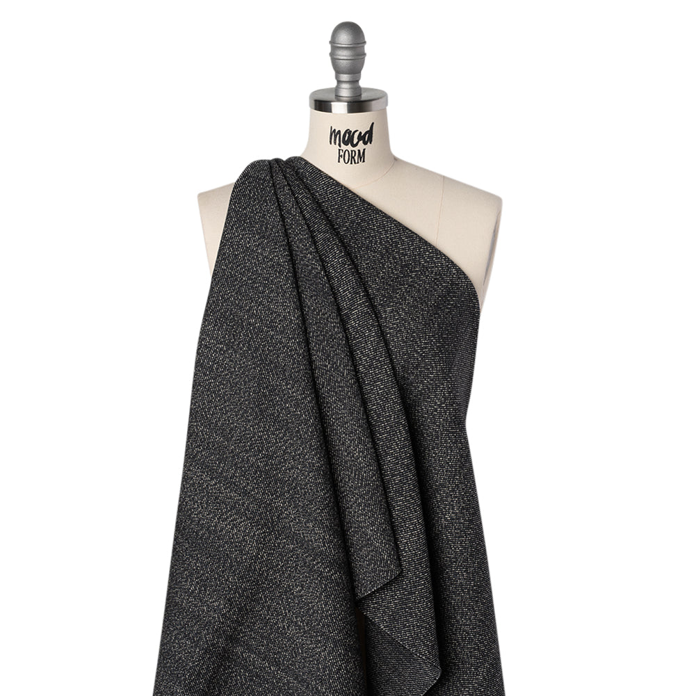 Wool Twill Coating by Alexander McQueen - Black, Gray and Cream Heathered - Designer Deadstock - Joann Fabrics