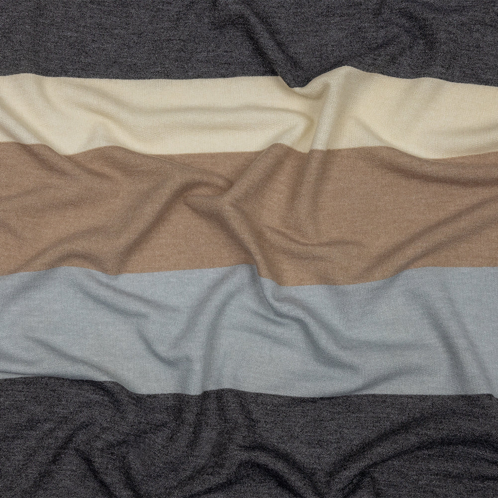 Charcoal, Gray and Beige Stripes Stretch Polyester and Rayon French Terry - Joann Fabrics