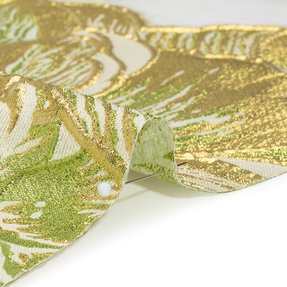 Metallic Lime, Gold and White Fantastic Flowers Luxury Burnout Brocade - Joann Fabrics