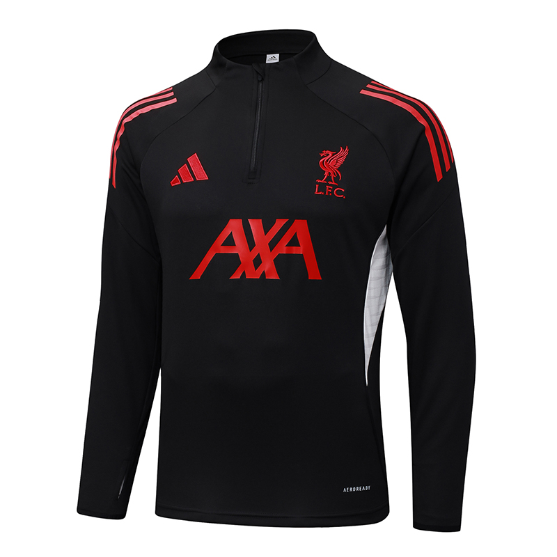2025-2026 Liverpool Half-Pull Training Suit Black Jersey 1:1 Thai Quality Set