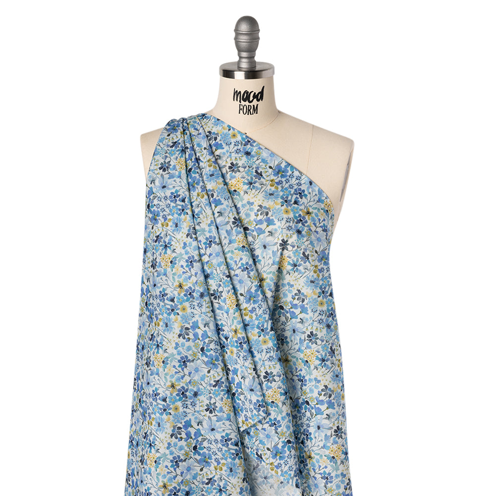 Liberty Fabrics Tana Lawn® - Dreams of Summer Blue - Light Blue and Pale Yellow Watercolor Floral - Joann Fabrics